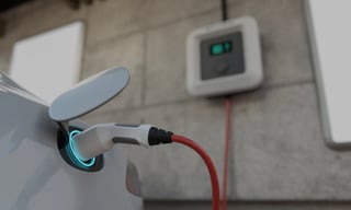 electric car recharging at station